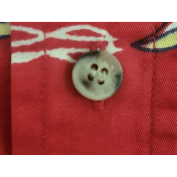 Vintage Bugle Boy Button Down Mens XXL Red W/Flag Short Sleeve Casual No Wrinkle - Picture 4 of 9